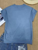 Solid Color Crew Neck Pullover Sweater, Casual Short Sleeve Ribbed Knitted Sweater For Every Day, Women's Clothing - Image 10