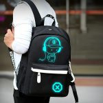 1pc Luminous Backpack, Men's Fashion Trendy Backpack, Large Capacity Lightweight Oxford Simple Cartoon Backpack - Image 8