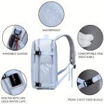 Large Capacity Travel Backpack With Shoe Compartment, Dacron Lightweight Laptop Daypack With Charging Port, Fashion Travel Commuter Bag - Image 24