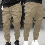 Trendy Solid Cargo Pants, Men's Multi Flap Pocket Trousers, Loose Casual Outdoor Pants, Men's Work Pants Outdoors techwear Hip Hop Style - Image 4