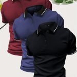 3Pcs Breathable Regular Fit Golf Shirt, Men's Casual V-Neck T-Shirt Short Sleeve For Summer, Men's Clothing - Image 6