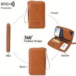 Solid Color RFID Portable Passport Holder, Multi Functional Airplane Ticket Clip, Travel Credit Card Wallet With Zipper And Wrist Strap - Image 13