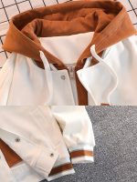 Men's Casual Letter Print Hooded Varsity Jacket, Chic Vintage Style Thin Bomber Jacket For Spring Fall - Image 7
