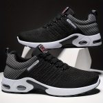Men's Trendy Woven Knit Breathable Running Shoes, Comfy Non Slip Lace Up Soft Sole Sneakers For Men's Outdoor Activities