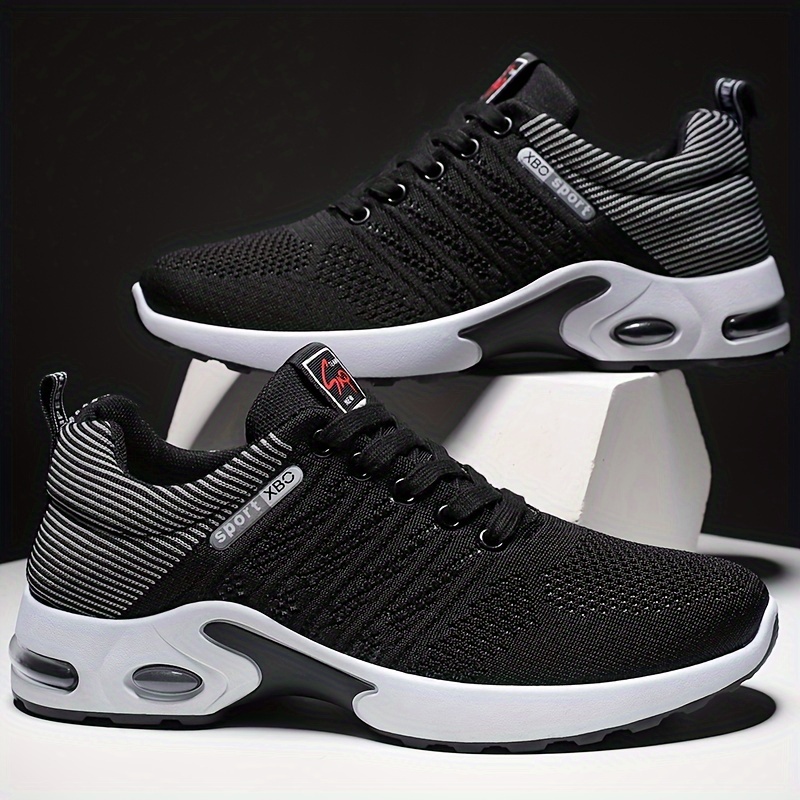 90be3c22-b381-4260-a92f-470088233d41.jpg Men's Trendy Woven Knit Breathable Running Shoes, Comfy Non Slip Lace Up Soft Sole Sneakers For Men's Outdoor Activities - Image 1