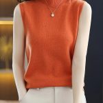 Solid Knit Mock Neck Tank Top, Casual Sleeveless Tank Top, Women's Clothing - Image 9