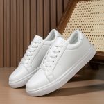 Men's Sneakers, Solid Trendy Comfy Walking Skate Shoes, For Outdoor Walking, All Seasons - Image 4