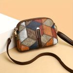 Mini Colorblock Crossbody Bag, Retro Rhombus Pattern Purse, Fashion Shoulder Bag For Women - Image 4