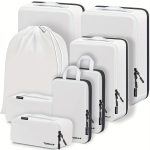 8 Pcs Travel Compression Packing Cubes, Solid Color Versatile Luggage Bags, Lightweight Clothes Bags