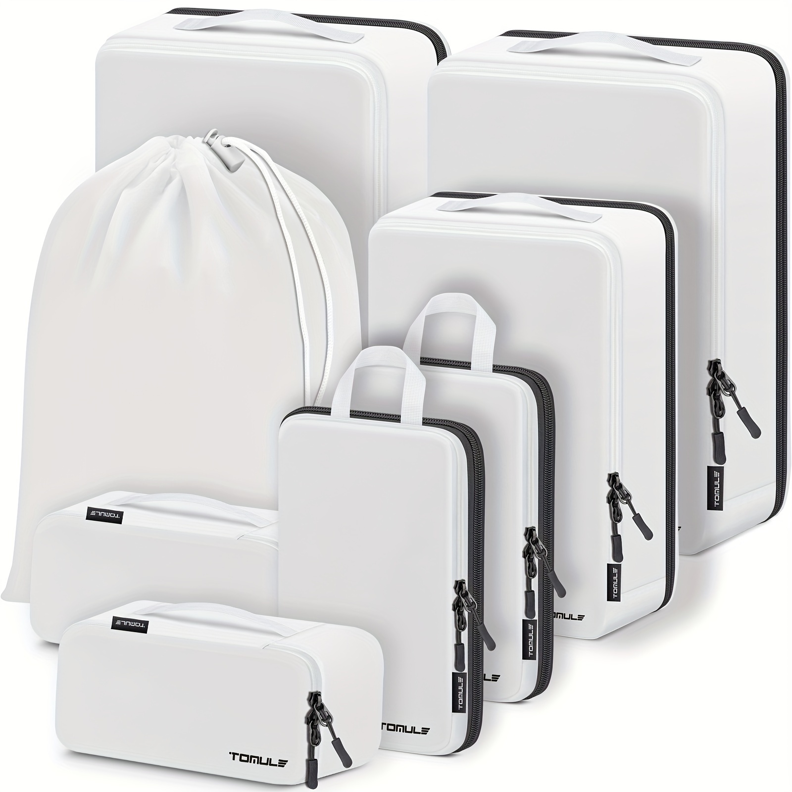 92751b2e-2181-4734-95b6-852516edc598.jpg 8 Pcs Travel Compression Packing Cubes, Solid Color Versatile Luggage Bags, Lightweight Clothes Bags - Image 1