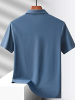 Men's Solid Seamless Short Sleeve Button Up Lapel Shirt, Lightweight Business Casual Style, Breathable Short Sleeve Top, Solid Color Classic Collar Summer Golf Shirts - Image 7