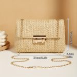 Casual Woven Handbag, Simple Solid Color, High-Quality Daily Fashion, Shoulder & Crossbody Bag With Chain Strap - Image 4