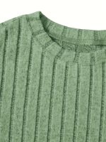 Solid Ribbed Crop T-Shirt, Casual Crew Neck Short Sleeve Top, Women's Clothing - Image 9