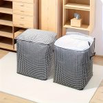 1pc Clothes Storage Bag, Houndstooth Pattern Folding Fabric Storage Bag, Large Capacity Waterproof Moisture-proof Cotton Quilt Storage Bag, Home Organization And Storage - Image 9