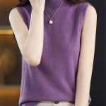 Solid Knit Mock Neck Tank Top, Casual Sleeveless Tank Top, Women's Clothing - Image 7