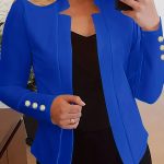 Solid Open Front Blazer, Casual Long Sleeve Button Blazer For Office & Work, Women's Clothing - Image 13