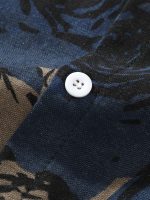 Men's Stylish Loose Cotton Blend Floral Print Shirt, Casual Breathable Lapel Button Up Short Sleeve Shirt For Summer Outdoor Activities - Image 7