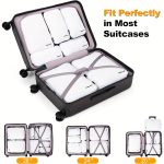 8 Pcs Travel Compression Packing Cubes, Solid Color Versatile Luggage Bags, Lightweight Clothes Bags - Image 6