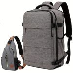 Large Capacity Travel Backpack With Shoe Compartment, Dacron Lightweight Laptop Daypack With Charging Port, Fashion Travel Commuter Bag - Image 14