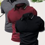 3Pcs Breathable Regular Fit Golf Shirt, Men's Casual V-Neck T-Shirt Short Sleeve For Summer, Men's Clothing - Image 5