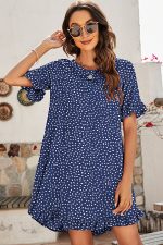 Dot Print Ruffle Sleeve Casual Dress - Image 4