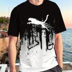 Men's Gradient Color Running Leopard And Paint Mark Pattern Print T-shirt With Crew Neck And Short Sleeve, Perfect Tops For Outdoors Activities - Image 2