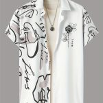 Abstract And Flower Pattern Men's Fashionable And Simple Short Sleeve Button Casual Lapel Shirt, Trendy And Versatile, Suitable For Summer Dates, Beach Holiday, As Gifts, Men's Clothing - Image 3