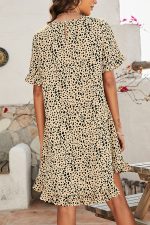 Leopard Print Ruffle Sleeve Casual Dress - Image 6
