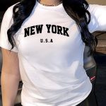 New York Letter Print T-shirt, Short Sleeve Crew Neck Casual Top For Summer & Spring, Women's Clothing