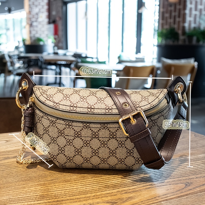 9b10a9b0a0e8f92730cc3c604cc60210.jpg Geo Pattern Fanny Pack, Elegant Zipper Front Sling Bag Versatile Chest Bag - Image 1