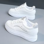 Women's Casual Sneakers, Fashion All-match White Shoes, Thick Sole Lace-up Skate Shoes - Image 2