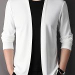 Men's Solid Knitted Cardigan, Casual Breathable Long Sleeve Slim-fit Open Front Sweater For Outdoor Activities