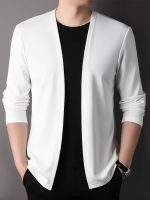 Men's Solid Knitted Cardigan, Casual Breathable Long Sleeve Slim-fit Open Front Sweater For Outdoor Activities