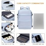 Large Capacity Travel Backpack With Shoe Compartment, Dacron Lightweight Laptop Daypack With Charging Port, Fashion Travel Commuter Bag - Image 21