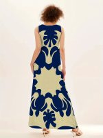 Graphic Print V Neck Maxi Dress, Boho Sleeveless Tank Dress For Spring & Summer, Women's Clothing - Image 3