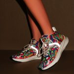 Women's Graffiti Print High-Top Lace-Up Sneakers, Reflective Safety Straps Detail Sneakers, Women's Footwear - Image 3