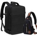 Multifunctional Travel Backpack, Airline Approved Waterproof Casual Daypack, Carry On 39.62cm Laptop Schoolbag, Backpack With Chest Bag Or Small Bag