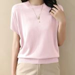 Solid Color Crew Neck Pullover Sweater, Casual Short Sleeve Ribbed Knitted Sweater For Every Day, Women's Clothing - Image 7