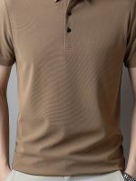 Men's Solid Short Sleeve And Lapel Collar Henley Shirt, Casual And Comfy Sports Tops For Summer Golf Wear And Outdoors Activities - Image 12
