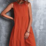 Ruffled Round Neck Solid Sleeveless Mini Dress