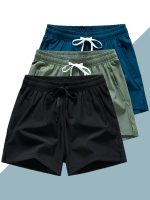 3 Pcs Men's Loose Solid Shorts With Pockets, Casual Elastic Waist High Stretch Drawstring Shorts For Summer - Image 3