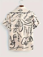 Men's Stylish Loose Giraffe Print Shirt, Casual Breathable Lapel Button Up Short Sleeve Shirt For Summer Outdoor Activities - Image 5
