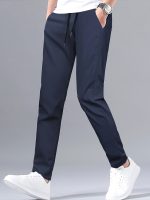 Men's Stylish Solid Pants With Pockets, Casual Breathable Drawstring Men's Trousers For Outdoor Activities - Image 8