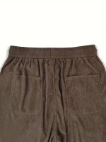 Men's Loose-Fit Corduroy Casual Pants With Pockets In Solid Color, Breathable Straight-Leg Drawstring Trousers For Urban Streetwear And Outdoor Activities, Casual Style - Image 11