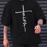 Faith Print Men's Casual Loose Short Sleeve Crew Neck T-shirt, Summer Outdoor Street - Image 2