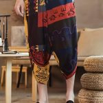 Ethnic Style Breathable Harem Pants, Men's Casual Cotton Wide Leg Baggy Capri Pants For Spring Summer - Image 4