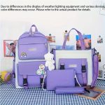 4pcs/set Stylish Student Backpack Tote Bag Handbag Pencil Bag Set, Casual Versatile Schoolbag For Daily Commute & Library - Image 4