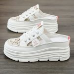 Women's Breathable Platform Mule Sneakers, Casual Cutout Design Lace Up Shoes, Comfortable Summer Shoes - Image 5