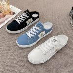 Casual Women's Slip-On Sneakers, Breathable Backless Flat Shoes, Lightweight Flat Outdoor Mule Shoes