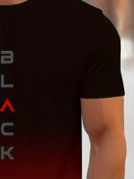 Men's Gradient Color Black Graphic Print T-shirt, Short Sleeve Crew Neck Tee, Men's Clothing For Outdoor - Image 8